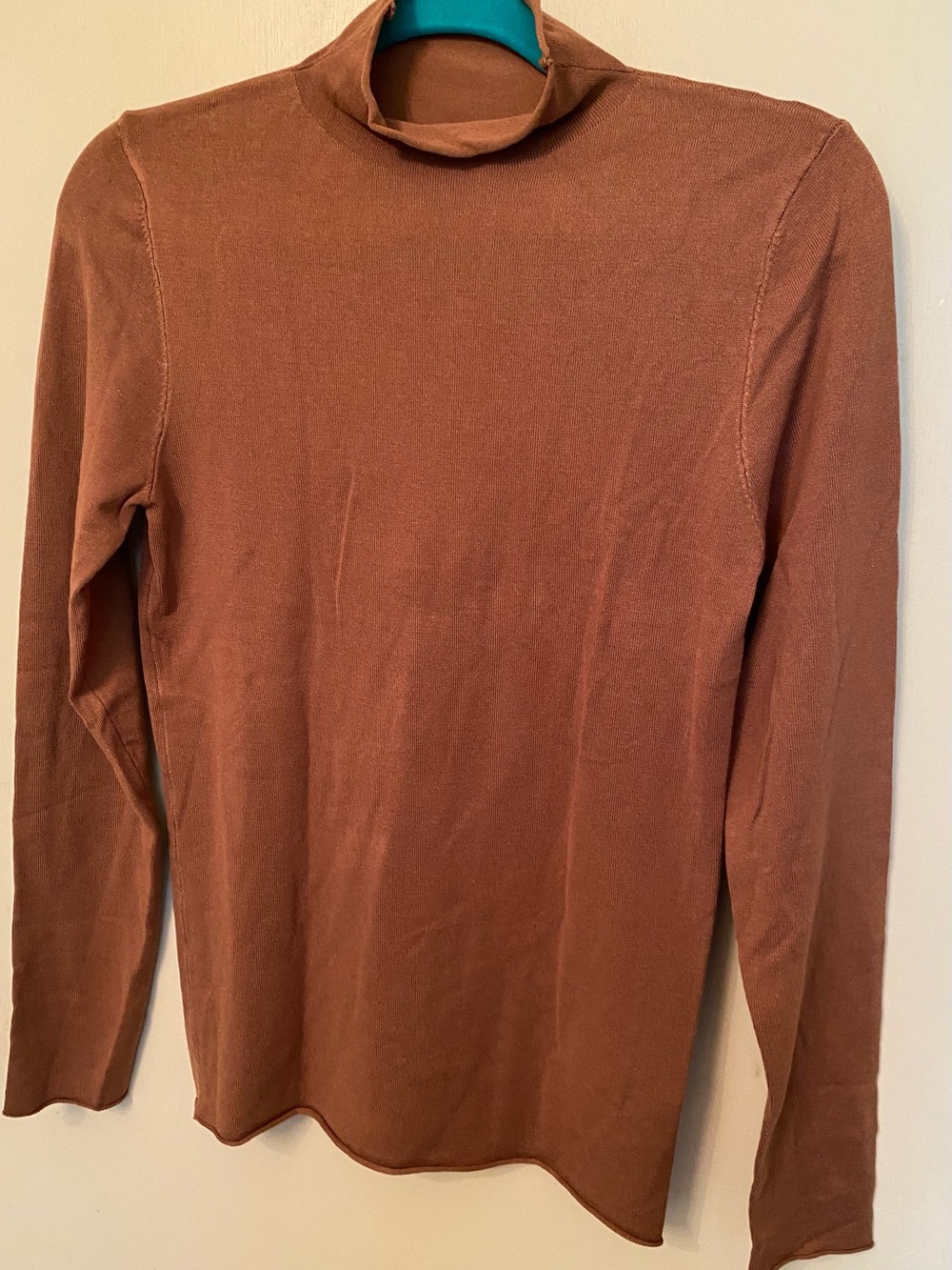 Rust Brown Lightweight Mock Turtleneck Top